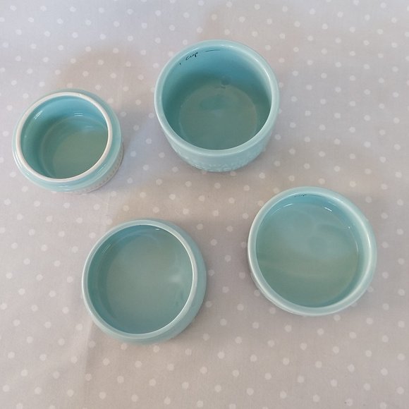 Cost Plus World Market Blue Ceramic Mason Jar Style Stackable Measuring Cups - Picture 11 of 11